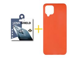 Pack 1 Película de Cámara trasera + Funda SKYHE para Samsung Galaxy M12 Silicona Liso Rojo