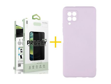 Pack 1 Película Antiespia + Funda SKYHE para Samsung Galaxy M22 Silicona Líquida Morado