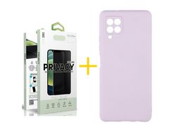 Pack 1 Película Antiespia + Funda SKYHE para Samsung Galaxy A22 4G Silicona Líquida Morado