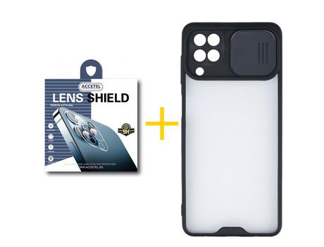 Pack 1 X Protector de Cámara trasera + Funda ACCETEL para Samsung Galaxy A12 5G Gel Protección Cámara Negro