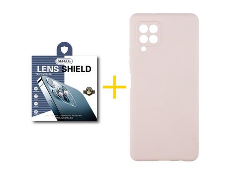 Pack 1 X Protector de Cámara trasera + Funda ACCETEL para Samsung Galaxy M12 Silicona Líquida Rosa
