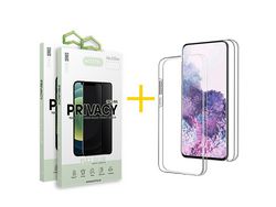 Juego 2 X Película de Vidrio Templado Antiespia y Funda ACCETEL por Apple iPhone 14  Dupla 360º  Incoloro Clear