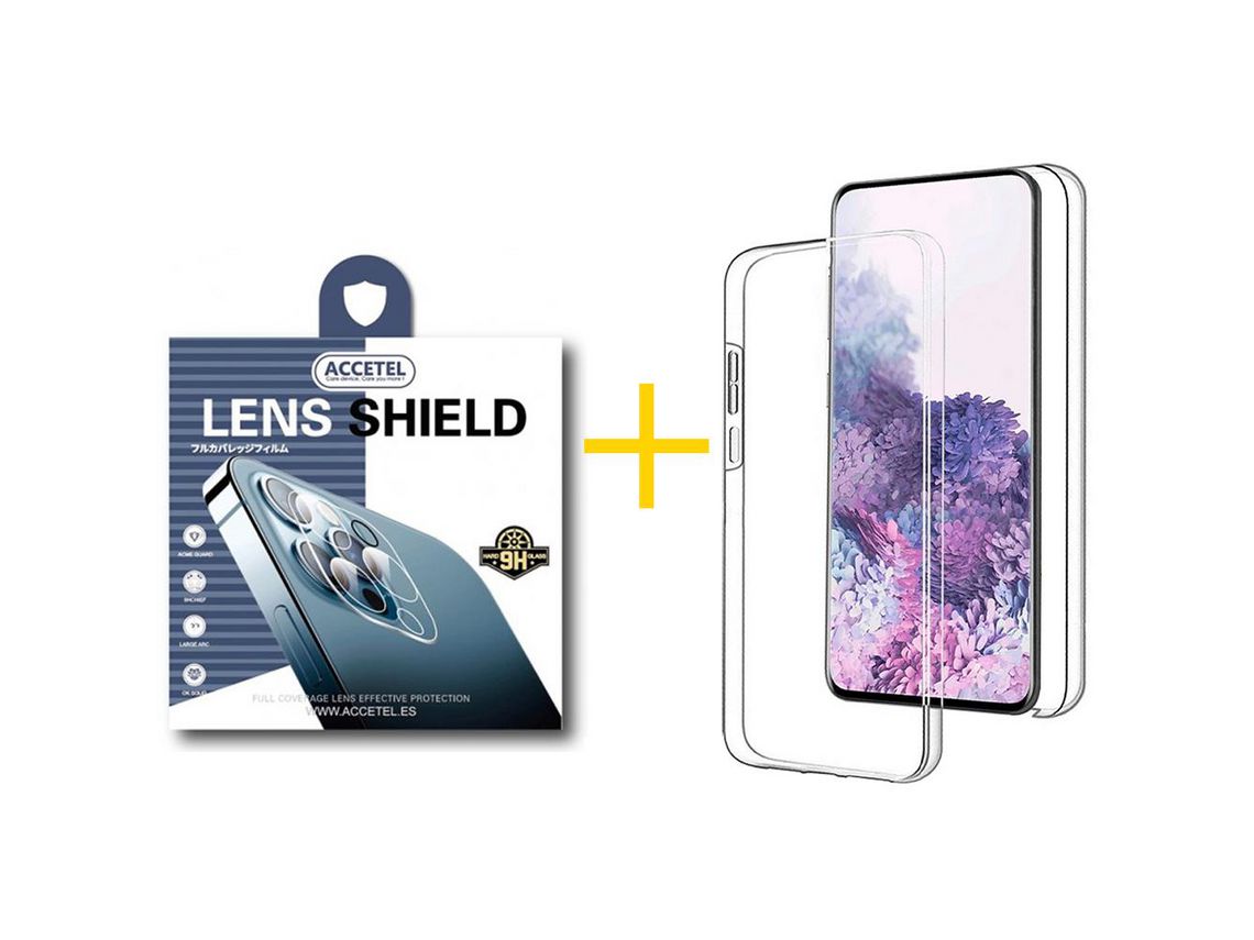 Pack 1 X Protector de Cámara Trasera + Funda ACCETEL para iPhone 13 Pro Dupla 360º Transparente Clear