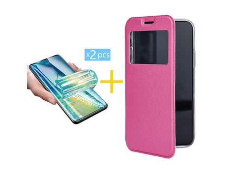 Pack 2 Películas + Funda SKYHE para Apple iPhone 13 Mini Flip Cover Gandy Rosa