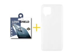 Pack 1 Película de Cámara trasera + Funda SKYHE para Samsung Galaxy M12 Silicona Líquida Incoloro Clear