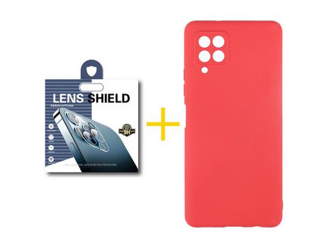 Pack 1 Película de Cámara trasera + Funda SKYHE para Samsung Galaxy A42 5G Silicona Líquida Rojo