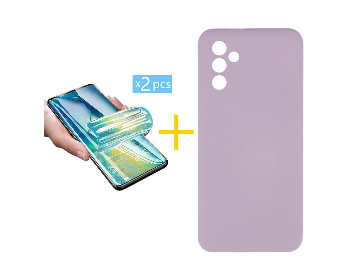 Pack 2 Películas + Funda SKYHE para Samsung Galaxy A13 5G Silicona Líquida Morado
