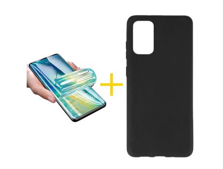 Pack 1 X Protector de Vidrio Templado Hidrogel + Funda ACCETEL para Samsung Galaxy S20 FE 5G Silicona Liso Negro