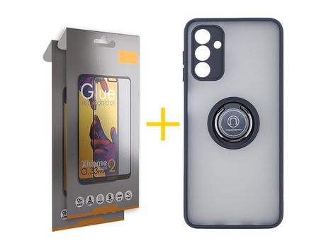 Pack Carcasa + 2 Protectores de Pantalla Cristal Templado para Samsung Galaxy A02S SKYHE Negro