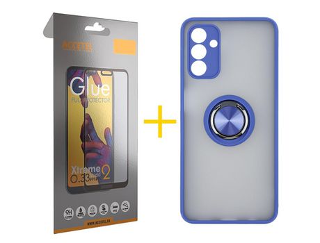 Pack Carcasa + Protector de Pantalla Cristal Templado para Samsung Galaxy A03S ACCETEL Azul