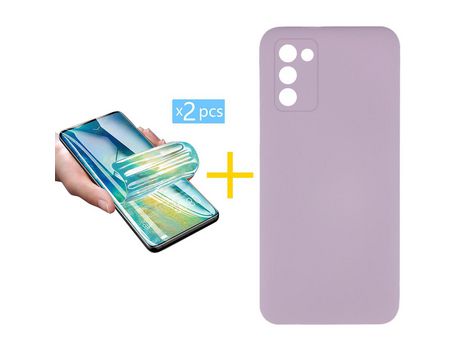 Pack Carcasa + 2 Protectores de Pantalla Hidrogel para Samsung Galaxy A03S SKYHE Morado