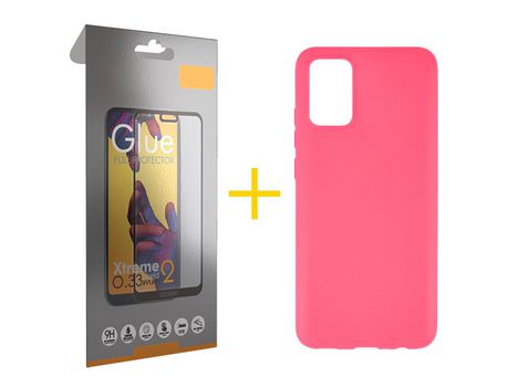 Pack Carcasa + Protector de Pantalla Cristal Templado para Samsung Galaxy A02S SKYHE Rosa