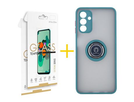 Pack Carcasa + 2 Protectores de Pantalla Cristal Templado para Samsung Galaxy A02S SKYHE Verde