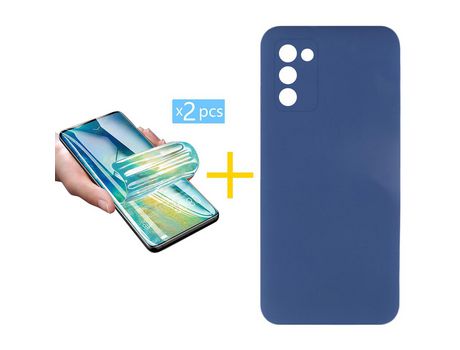 Pack Carcasa + 2 Protectores de Pantalla Hidrogel para Samsung Galaxy A03S SKYHE Azul