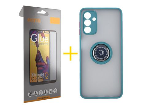 Pack Carcasa + Protector de Pantalla Cristal Templado para Samsung Galaxy A03S ACCETEL Verde