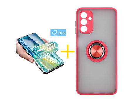 Pack Carcasa + 2 Protectores de Pantalla Hidrogel para Samsung Galaxy A03S SKYHE Rojo