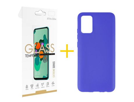Pack Carcasa + Protector de Pantalla Cristal Templado para Samsung Galaxy A03S SKYHE Azul