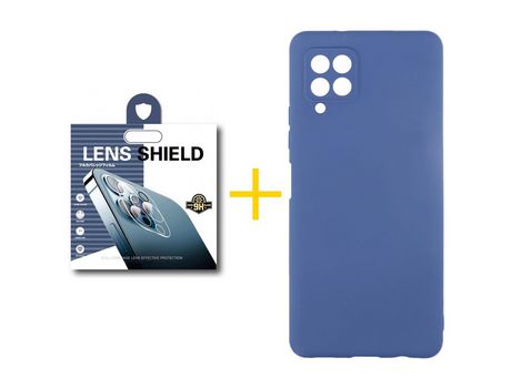 Pack 1 Película de Cámara trasera + Funda SKYHE para Samsung Galaxy A42 5G Silicona Líquida Azul