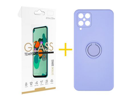 Pack 1 Película 2.5D + Funda SKYHE para Samsung Galaxy M12 Gel O-Ring Morado