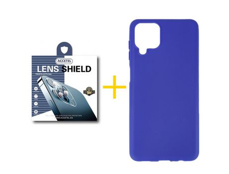 Pack 1 X Protector de Cámara trasera + Funda ACCETEL para Samsung Galaxy A42 5G Silicona Liso Azul
