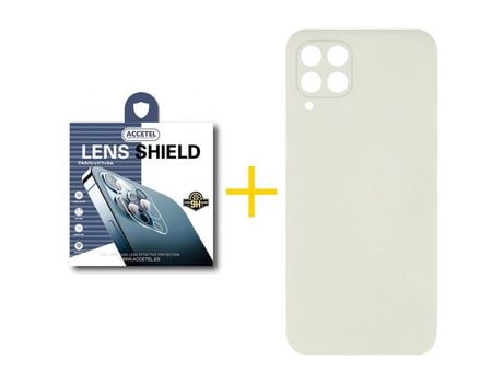 Pack 1 X Protector de Cámara trasera + Funda ACCETEL para Samsung Galaxy A42 5G Silicona Líquida Arena