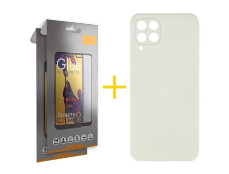 Pack 2 Películas Full + Funda SKYHE para Samsung Galaxy M22 Silicona Líquida Arena