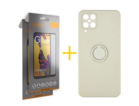 Pack 2 X Protector de Vidrio Templado Full + Funda ACCETEL para Samsung Galaxy A12 5G Gel O-Ring Sand