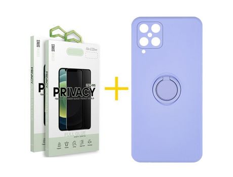Pack 2 Películas Antiespia + Funda SKYHE para Samsung Galaxy M12 Gel O-Ring Morado