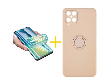 Pack 1 Película + Funda SKYHE para Samsung Galaxy A12 5G Gel O-Ring Rosa Pastel