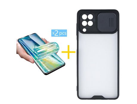 Pack 2 Películas + Funda SKYHE para Samsung Galaxy A12 5G Gel Protteción Cámara Negro