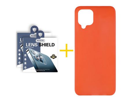 Pack 2 X Protector de Cámara trasera + Funda ACCETEL para Samsung Galaxy A42 5G Silicona Liso Rojo