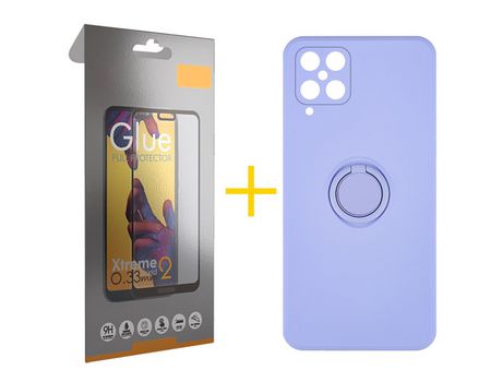 Pack 1 Película Full + Funda SKYHE para Samsung Galaxy M12 Gel O-Ring Morado