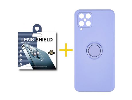 Pack 1 Película de Cámara trasera + Funda SKYHE para Samsung Galaxy M12 Gel O-Ring Morado