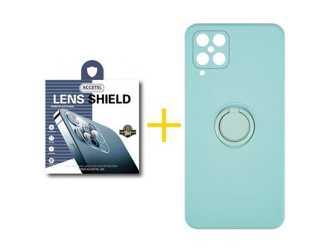 Pack 1 X Protector de Cámara trasera + Funda ACCETEL para Samsung Galaxy A12 5G Gel O-Ring Verde-Agua
