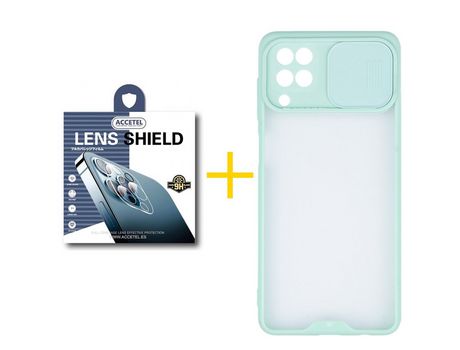 Pack 1 X Protector de Cámara trasera + Funda ACCETEL para Samsung Galaxy A12 4G Gel Protección Cámara Verde-Mar