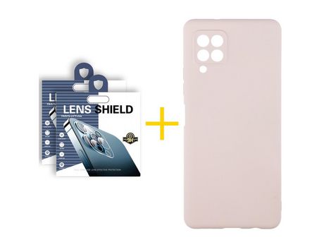 Pack 2 Películas de Cámara trasera + Funda SKYHE para Samsung Galaxy A42 5G Silicona Líquida Rosa