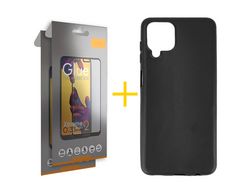 Pack 2 Películas Full + Funda SKYHE para Samsung Galaxy A12 5G Silicona Liso Negro