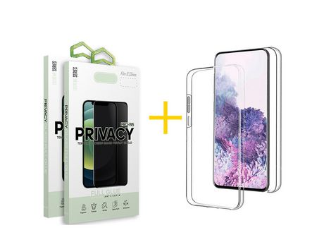 Pack 2 X Película de Vidrio Templado Antiespia + Funda SKYHE por Apple iPhone 15 Dupla 360º Incoloro Clear