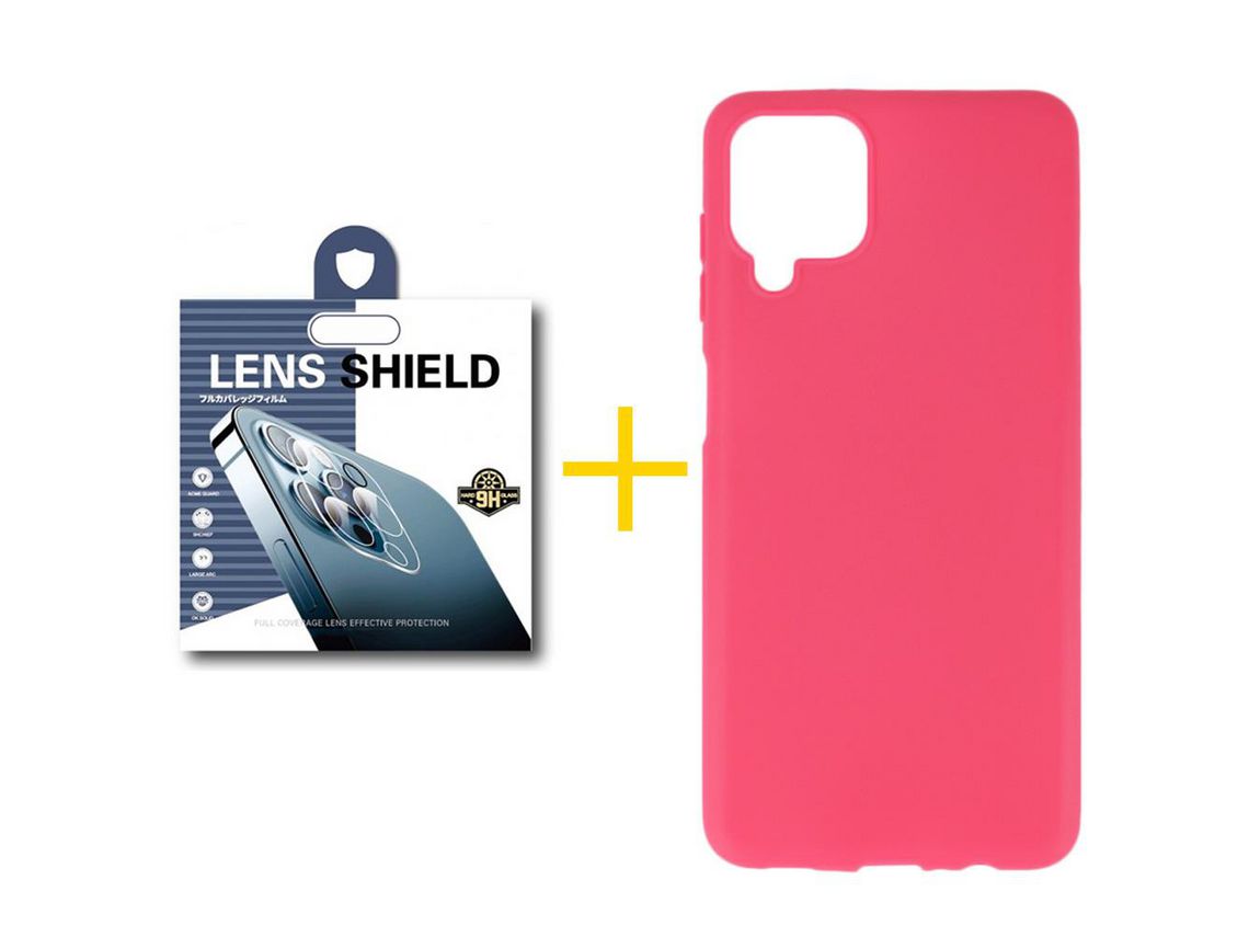 Pack 1 Película de Cámara trasera + Funda SKYHE para Samsung Galaxy A22 4G Silicona Liso Rosa