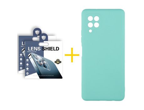 Pack 2 Películas de Cámara trasera + Funda SKYHE para Samsung Galaxy A42 5G Silicona Líquida Verde-Água