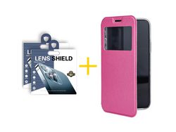 Juego 2 X Película de Cámara trasera + Funda skyhe por Apple iPhone 14 Pro Flip Cover Gandy Rosa