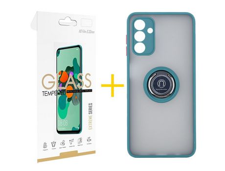 Pack Carcasa + Protector de Pantalla Cristal Templado para Samsung Galaxy A02S SKYHE Verde