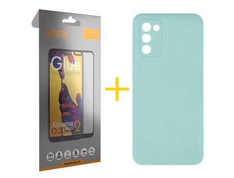 Pack Carcasa + Protector de Pantalla Cristal Templado para Samsung Galaxy A03S ACCETEL Verde Agua