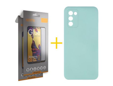 Pack Carcasa + 2 Protectores de Pantalla Cristal Templado para Samsung Galaxy A03S ACCETEL Verde Agua