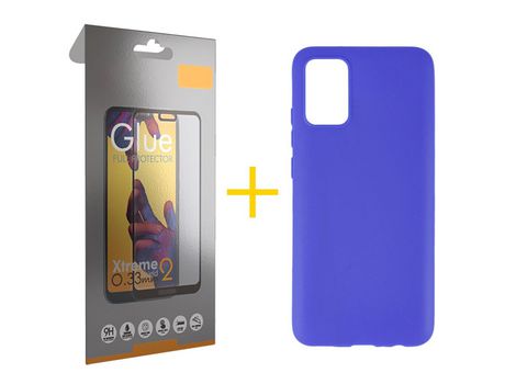 Pack Carcasa + Protector de Pantalla Cristal Templado para Samsung Galaxy A02S SKYHE Azul