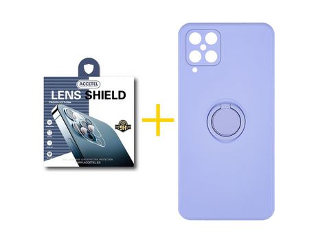 Pack 1 X Protector de Cámara trasera + Funda ACCETEL para Samsung Galaxy A12 5G Gel O-Ring Morado