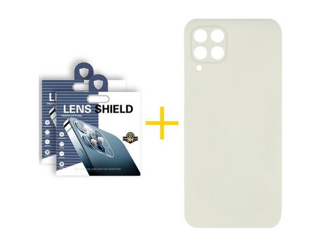 Pack 2 Películas de Cámara trasera + Funda SKYHE para Samsung Galaxy A42 5G Silicona Líquida Arena