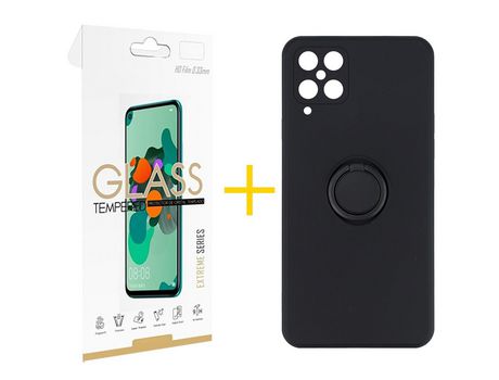 Pack 1 Película 2.5D + Funda SKYHE para Samsung Galaxy A12 4G Gel O-Ring Negro
