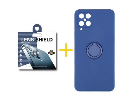 Pack 1 Película de Cámara trasera + Funda SKYHE para Samsung Galaxy A42 5G Gel O-Ring Azul