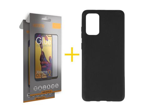 Pack 2 X Protector de Vidrio Templado Full + Funda ACCETEL para Samsung Galaxy S20 FE 5G Silicona Liso Negro